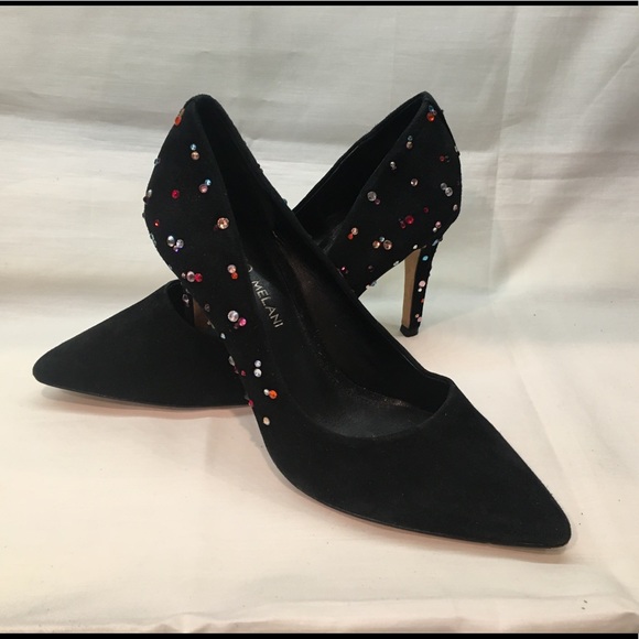 ANTONIO MELANI Shoes - Antonio Melani Black Suede Heels W/ Rhinestones